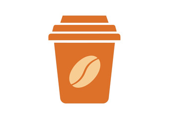 Orange coffee cup with coffee bean logo