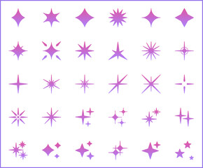 Simple Set of sparkle Related Vector Line Icons. Vector collection of star and glittering symbols or logo elements in thin outline.