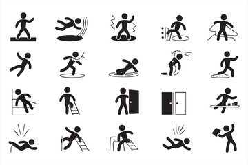 Occupational hazard vector pack with workplace injury prevention graphics