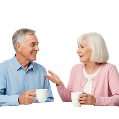 Seniors Enjoying Conversation with Coffee