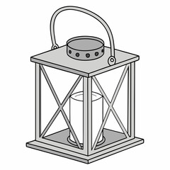 Classic silver lantern with a candle inside and a curved handle on top for carrying