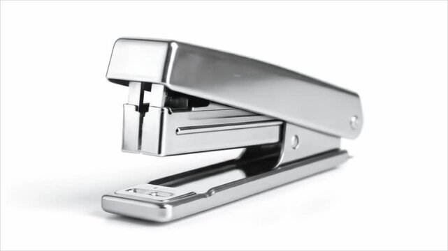 Metallic stapler isolated on white background