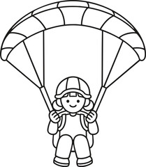 a paragliding woman's line-drawing