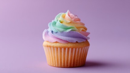 Rainbow cupcake on purple