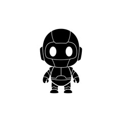 Cute, stylized robot silhouette, front view, simple design.