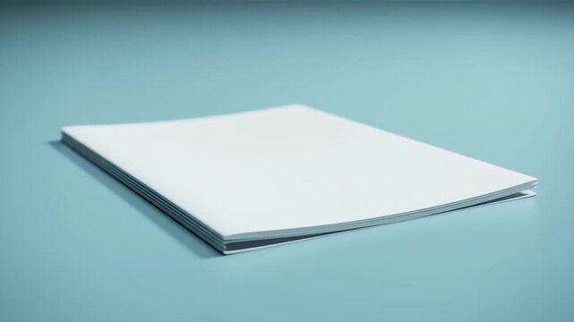 White Blank Book Mockup on Blue Background