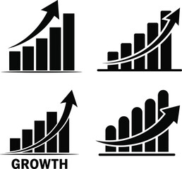 Conceptual business graph chart with arrow pointing upwards for economic growth and financial success illustrating investment and positive business performance over time on a white background