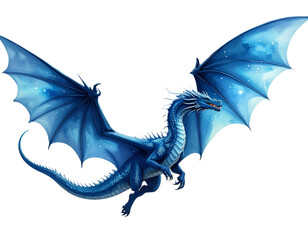  Mystical Blue Dragon Coiled Around a Glowing Moon in Celestial Space