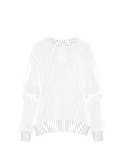 Women's Batwing Jumper. Technical fashion illustration. Front, white color. Women's CAD mock-up.