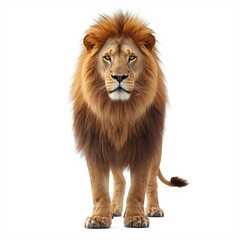 Obraz premium Majestic African Lion on White Background