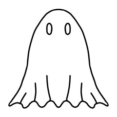 A simple cute ghost drawing with oval eyes and a flowing sheet-like body.
