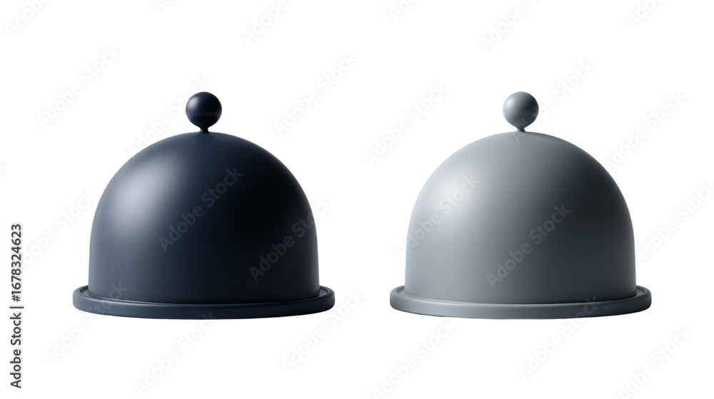 Aufkleber isolated composition of two dome shaped objects in different tones against neutral setting