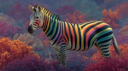 Fototapeta premium Enchanted zebra glowing under surreal twilight high resolution picture