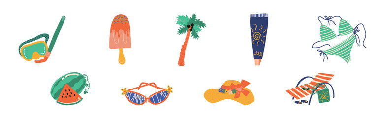 Travel and Vacation Object and Symbol Vector Set