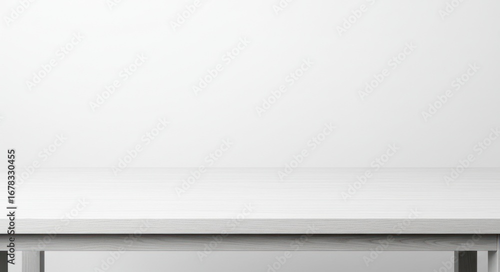 Poster a minimalist image featuring a white table surface against a white background, creating a clean, sim
