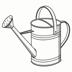 Classic metal watering can with a long spout and rose for garden watering tasks