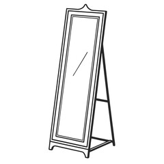 Elegant standing floor mirror with a decorative frame and a simple a frame support