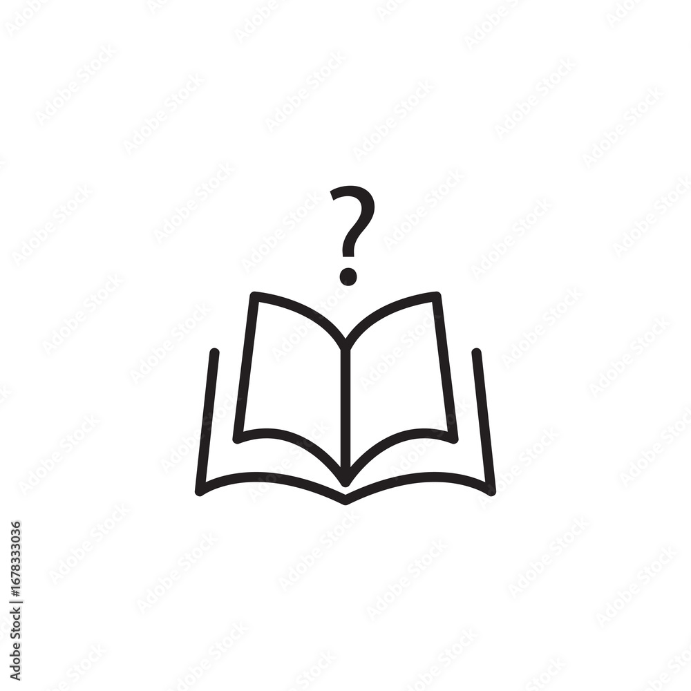 Poster book with question mark vector logo trendy style illustration for web and app..eps