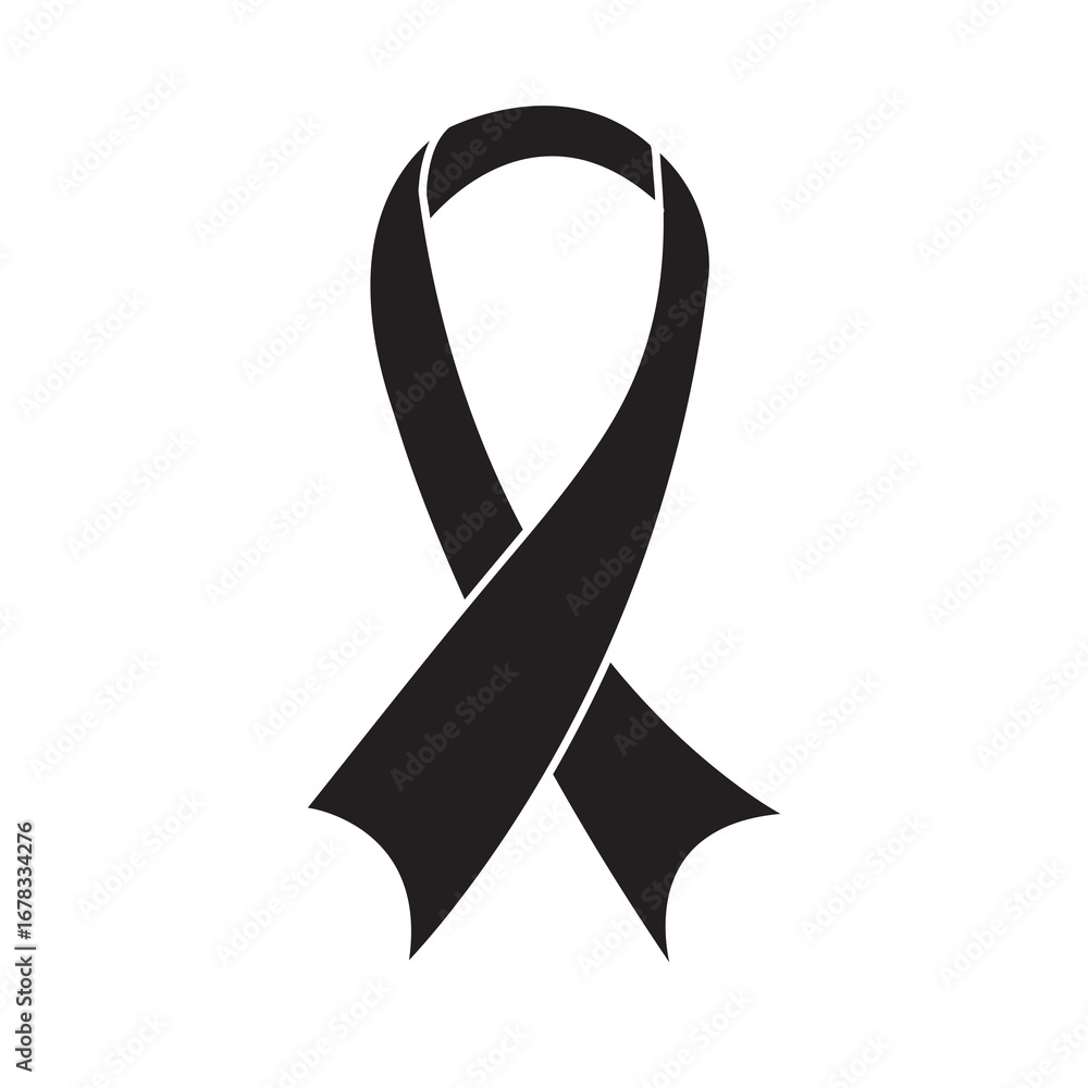 Poster cancer ribbon icon simple vector simple flat black illustration for web and app..eps