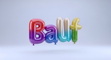 Rainbow Gradient Balloon Letters Spelling Baut