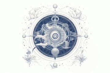 Obraz premium Astrology wheel element creativity chandelier pattern.