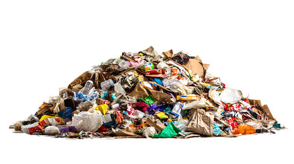 Pile of garbage and trash isolated on transparent background
