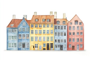Fototapeta premium Nyhavn colorful building buildings architecture illustration.