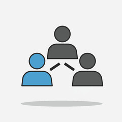 Network icon linking three human figures. Ideal for social media, networking, diversity, teamwork, tech, and communication designs and concepts.