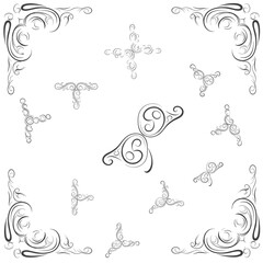 Ornate decorative flourishes and corner embellishments for elegant design projects