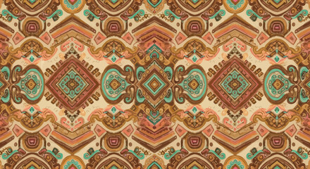 Bohemian Rhapsody: A Watercolor Tapestry of Earthy Tones and Intricate Patterns