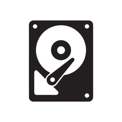 Hard Drive silhouette black and white vector icon