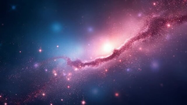 Motion particles and stars in galaxy, abstract background