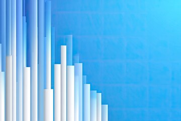 Abstract graphic with vertical, gradient-shaded columns against a light-blue background