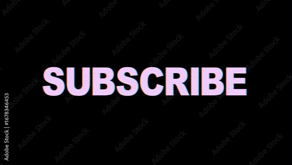 Aufkleber animated subscribe text on black background.subscribe text on a plain black background in a centered