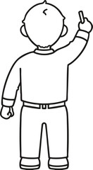 Drawing the back of a man writing on a blackboard