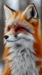 Fototapeta premium Captivating portrait of a red fox showcasing detailed fur and majestic presence