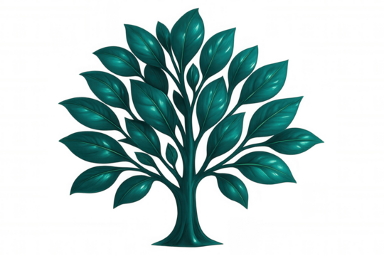 Emerald green tree bursting with verdant foliage, presenting detailed leafy texture against transparent backdrop - Powered by Adobe