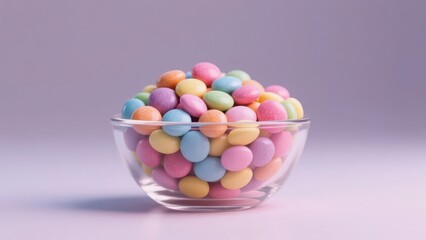 A transparent glass bowl is filled with colorful candies, fully showing sweetness and vitality.