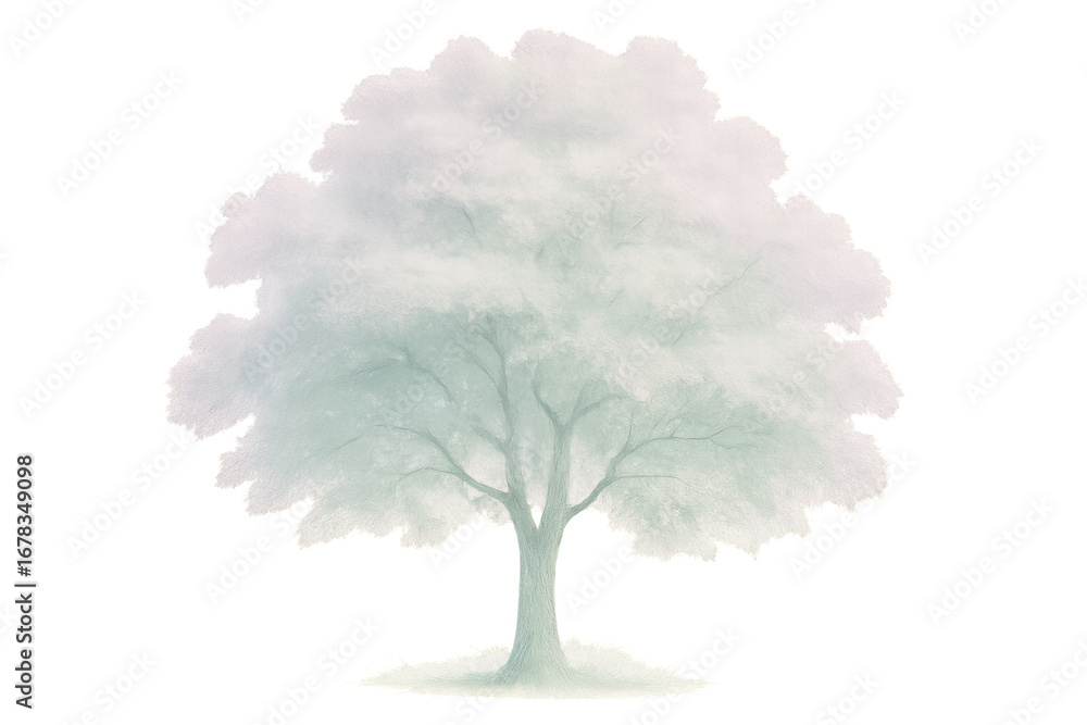 Poster lush green tree with a full, round crown isolated on a transparent background, perfect for image com
