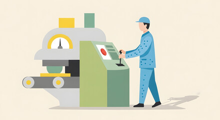 Industrial worker operating machinery in a factory setting, showcasing manufacturing and production processes