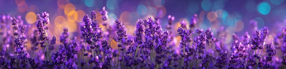 Obraz premium Lavender field bathed in soft, warm light