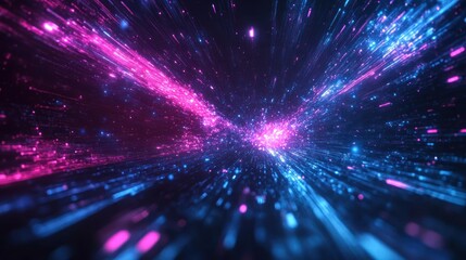 Naklejka premium Abstract pink and blue light streaks technology background
