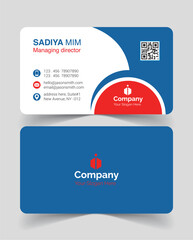 Modern Blue and Red Corporate Business Card Vector Design