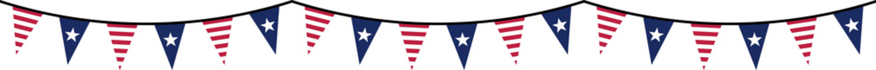 Seamless USA Flag Triangle Party Bunting Border Background for 4th of July Independence Day – Flat Design Illustration