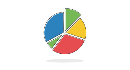 Colorful pie chart illustration for business presentations with data visualization of market share and financial analytics in a minimalist design