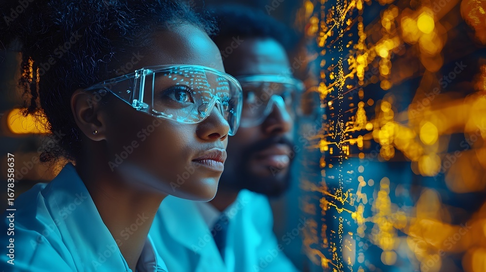 Aufkleber diverse scientists collaborating on a genetic engineering project in a laboratory