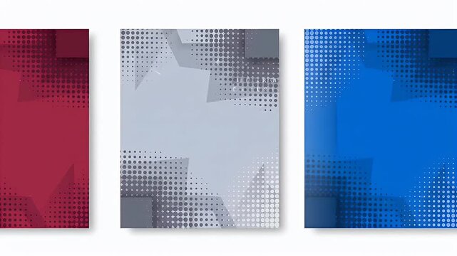 Abstract Geometric Backgrounds With Halftone Patterns Featuring Red Gray And Blue Minimalist Designs Perfect For Graphic Design Presentations And Modern Aesthetic Elements
