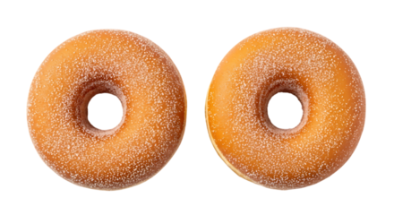 Two Sugar- Coated Doughnuts Side by Side donuts sweet isolated on a transparent background