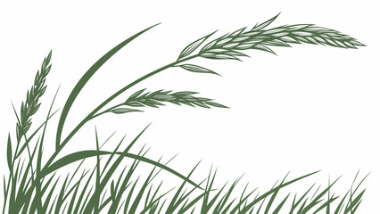Green grass stalks and blades in a stylized illustration with a white background