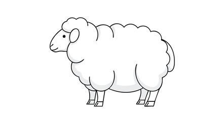Obraz premium Stylized Sheep Illustration with Fluffy Wool and Simplistic Design, Ideal for Children's Books and Educational Materials